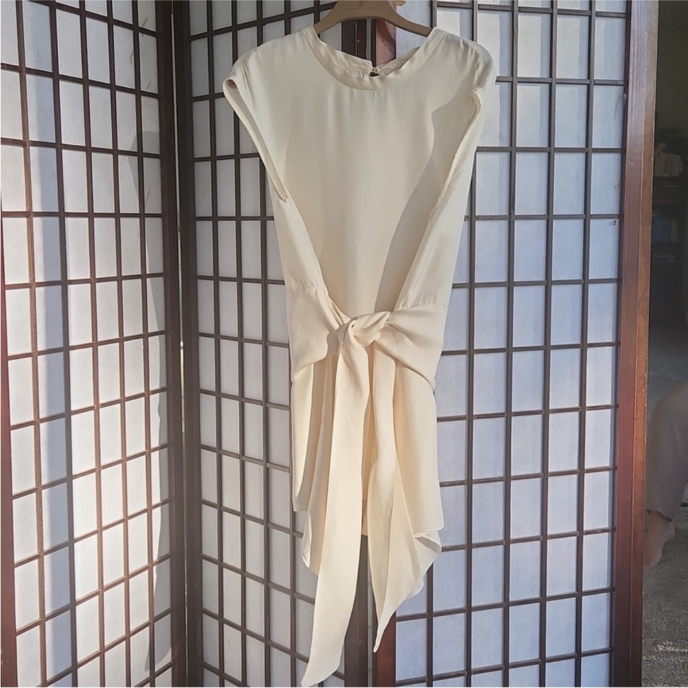Brunello Cucinelli silk tie front blouse